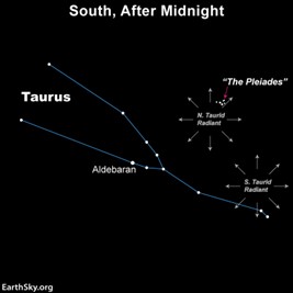 Diagram of Taurids meteor shower