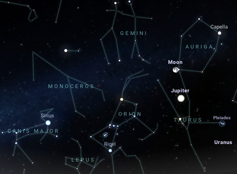 constellations in the winter sky centered on Orion