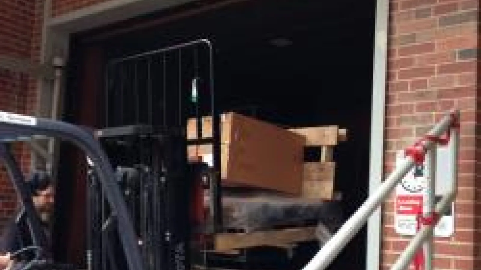 Planetarium dome in shipping boxes