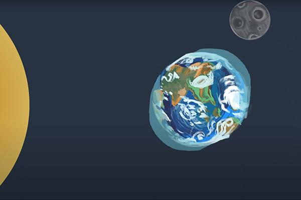Image of the Sun Moon and Earth describing tides