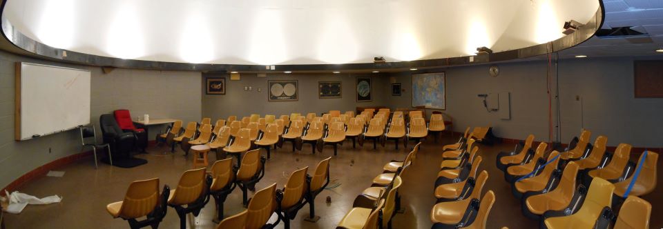 Panoramic view of the planetarium after removal of the Spitz A3P projector and console.